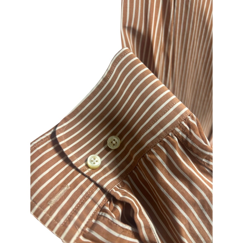 Peter Millar Men's Medium M Brown Striped Long Sleeve Button-Down Shirt - Picture 6 of 7